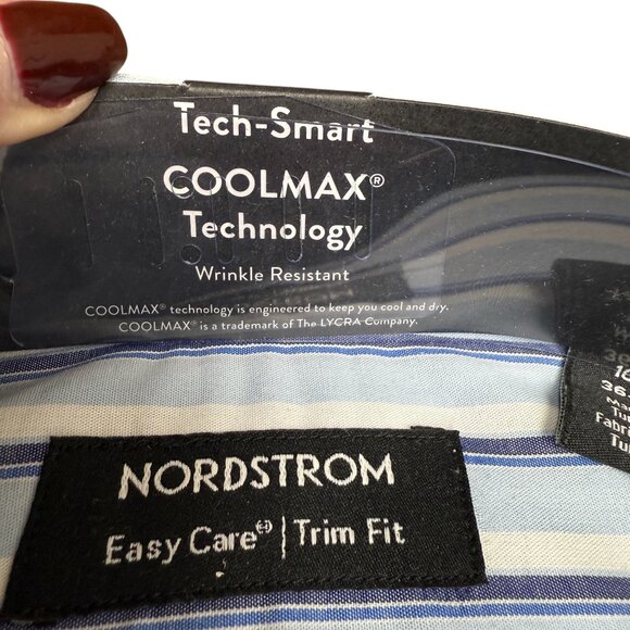 NWT Men's NORDSTROM Tech-Smart Trim Fit Easy Care Dress Shirt | 16.5 X 36-37 - Picture 5 of 9